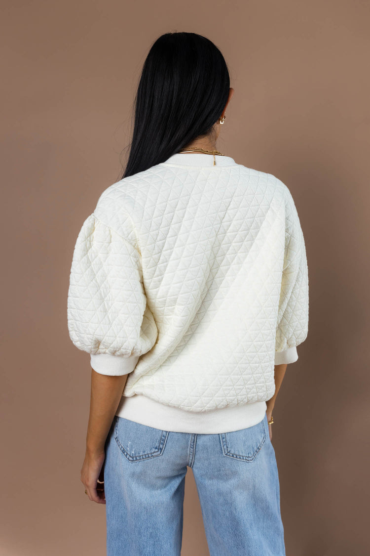 Astra Quilted Sweater in Ivory - FINAL SALE