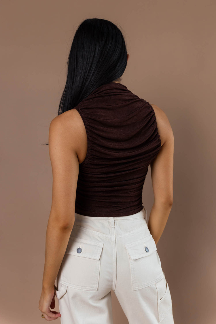 Fergi Ruched Tank Top in Brown - FINAL SALE
