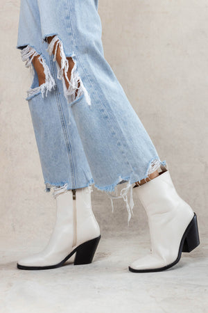 Bronda Heeled Boots in Ivory - FINAL SALE