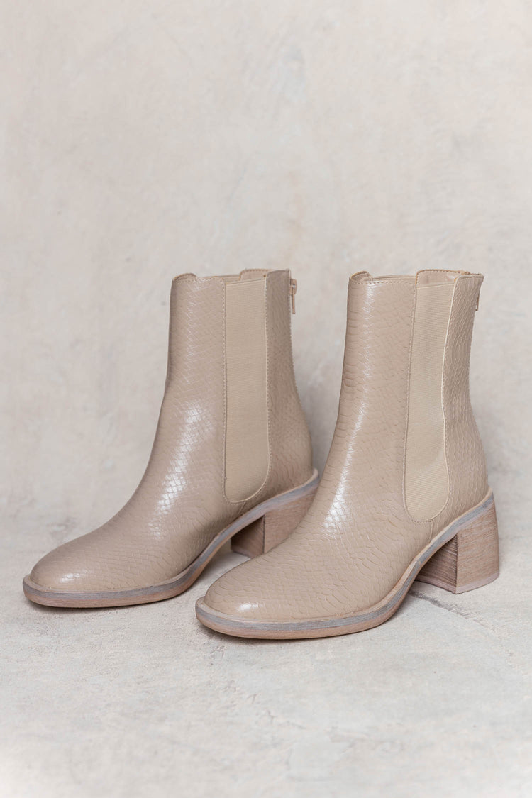 beige ankle boots with heel