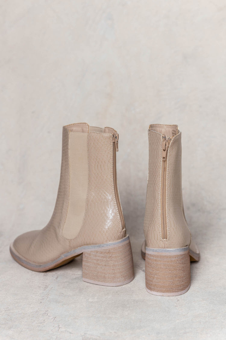 beige boots with block heel