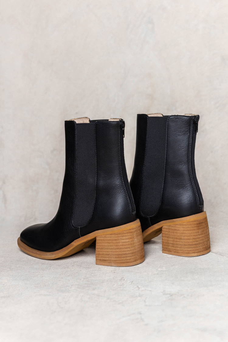 black ankle boots with block heel
