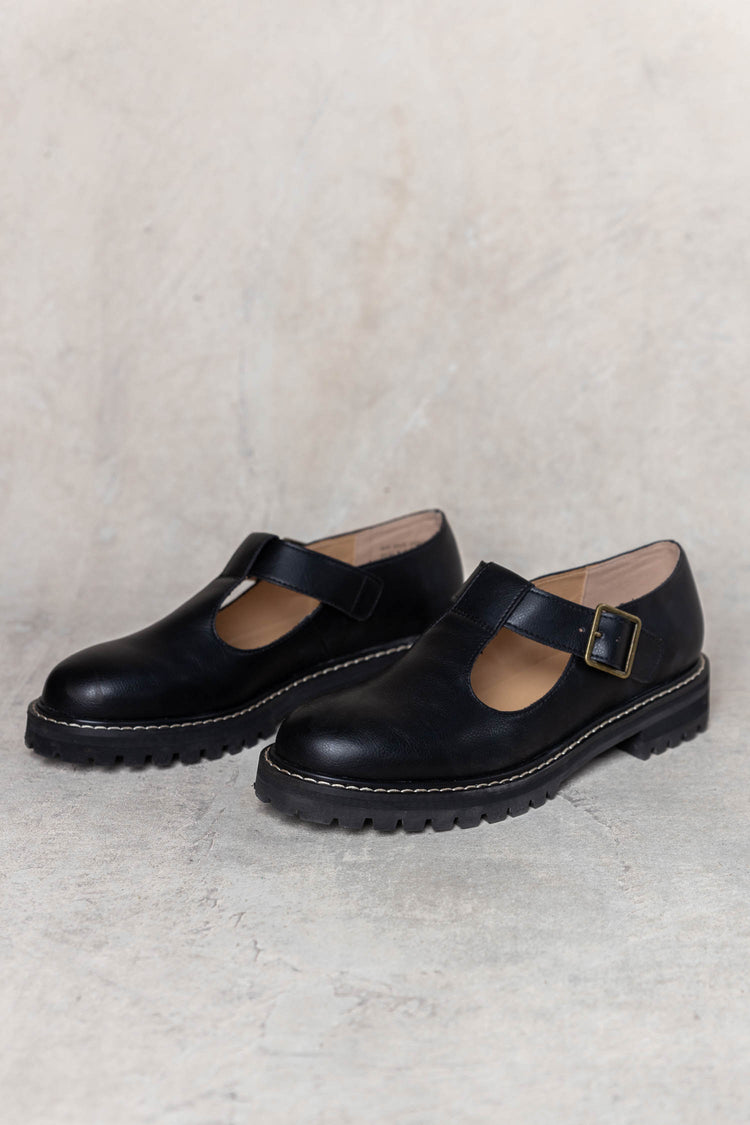 black vegan leather loafer