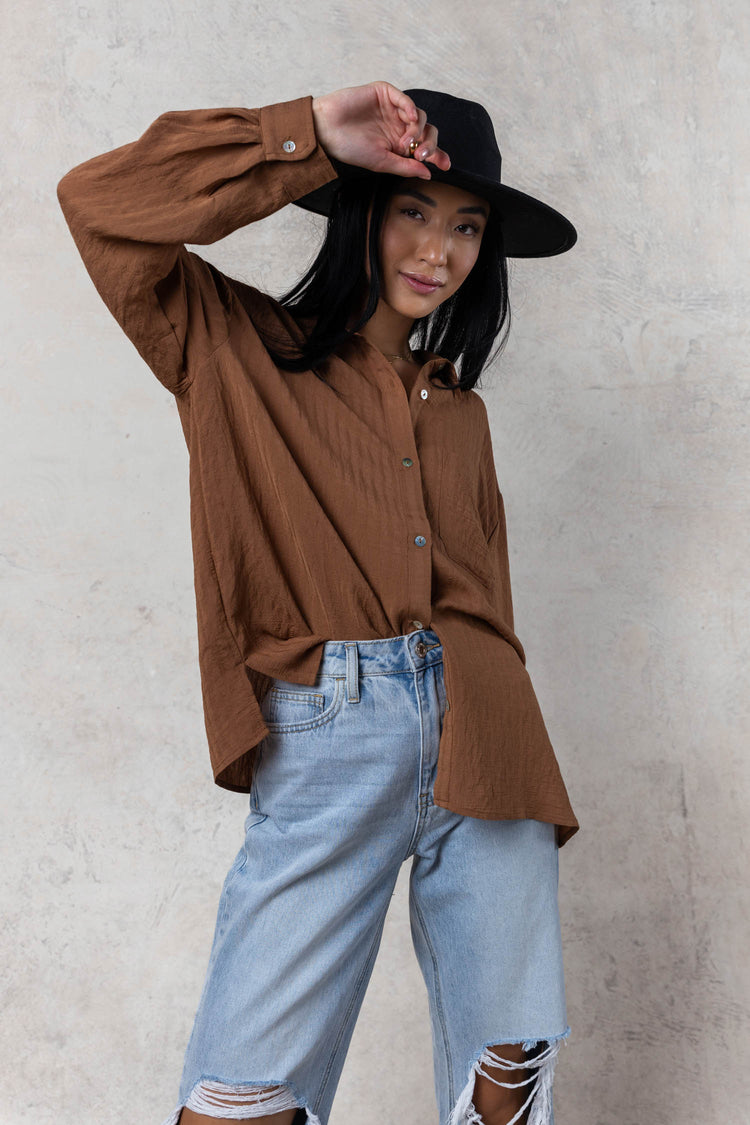 Carmen Button Up in Camel