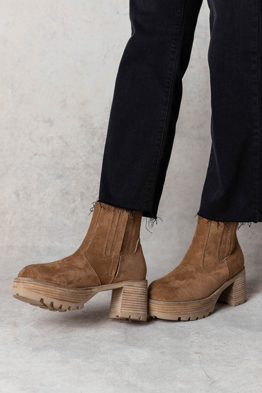 faux suede camel boots