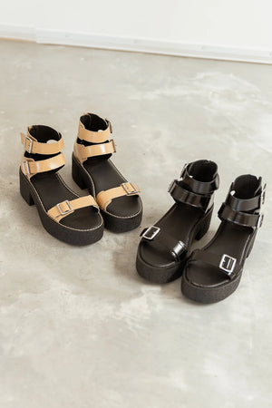 Alexia Platform Sandals in Black