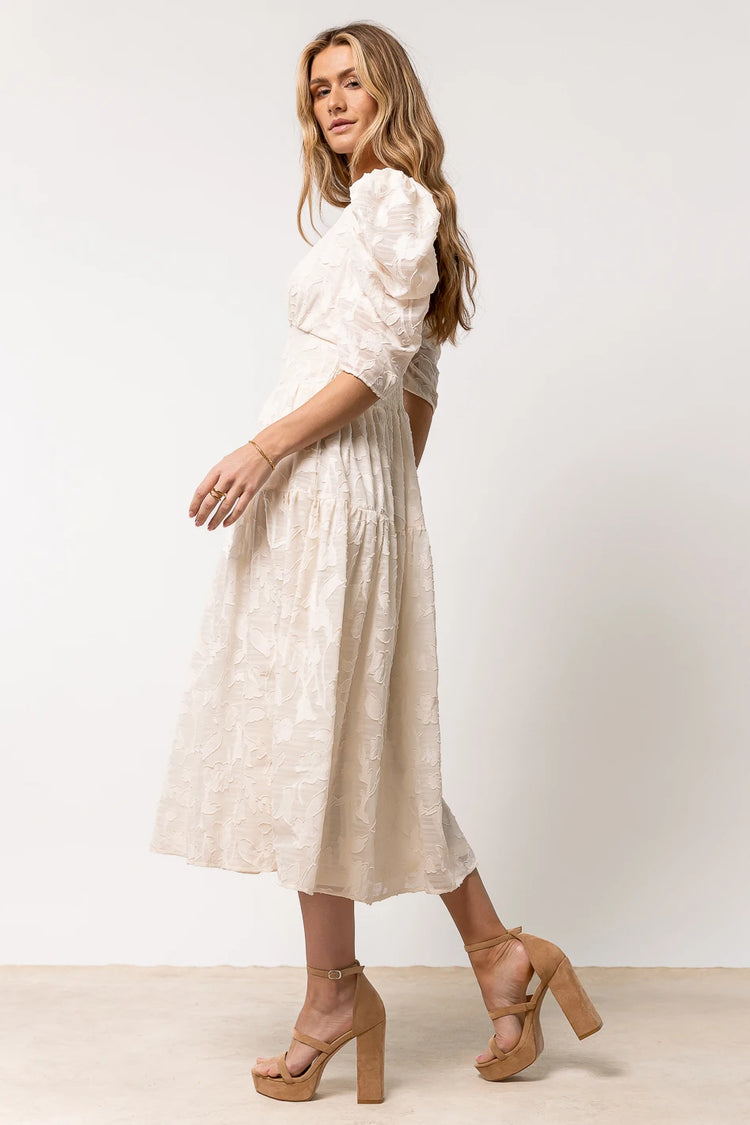 cream short sleeve lace dress
