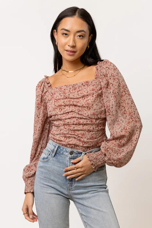 floral blouse with long sleeves