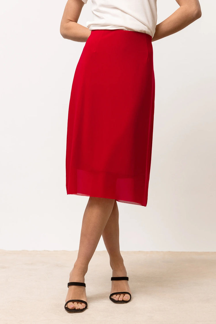 red midi skirt 