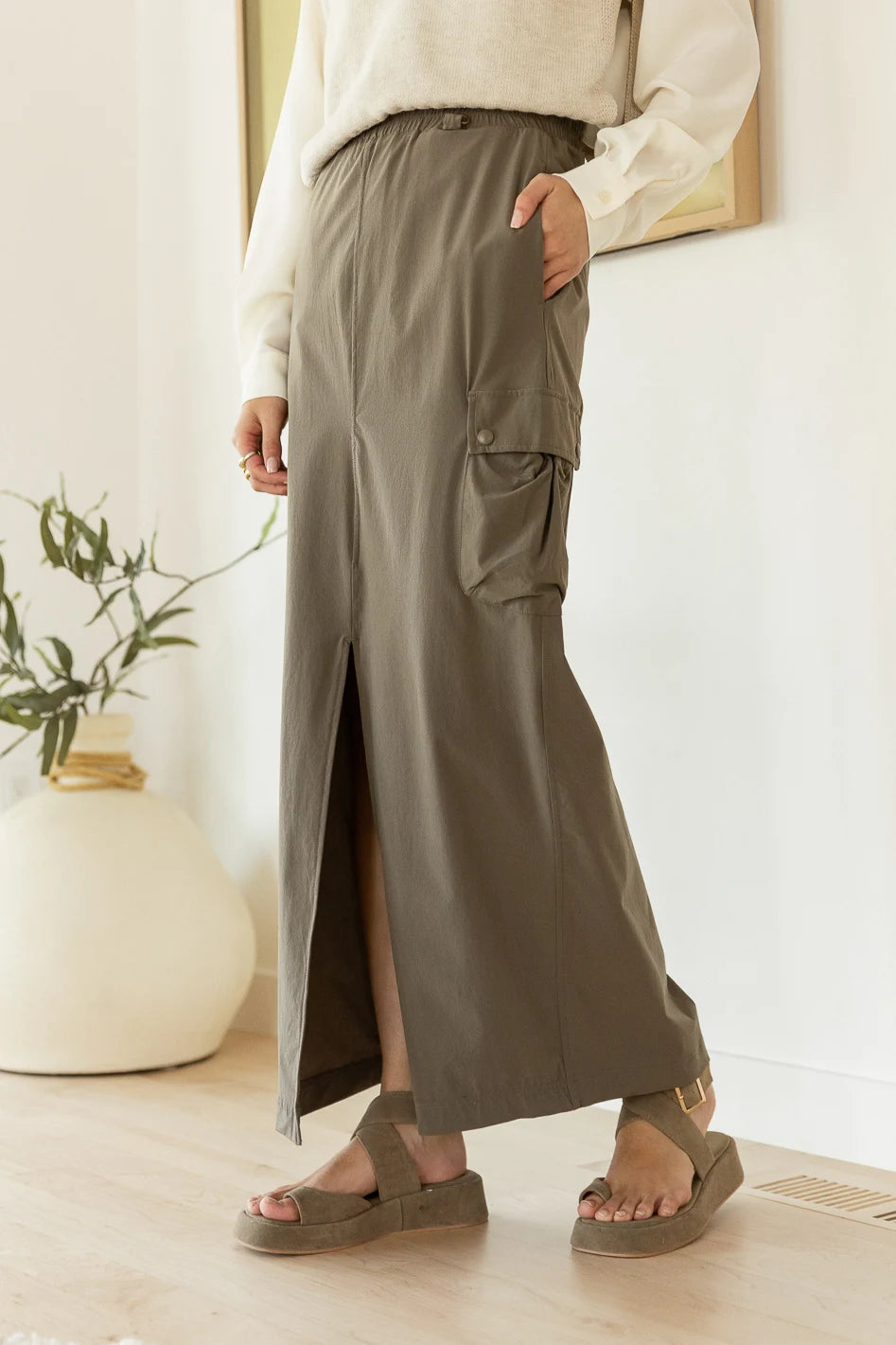olive maxi skirt