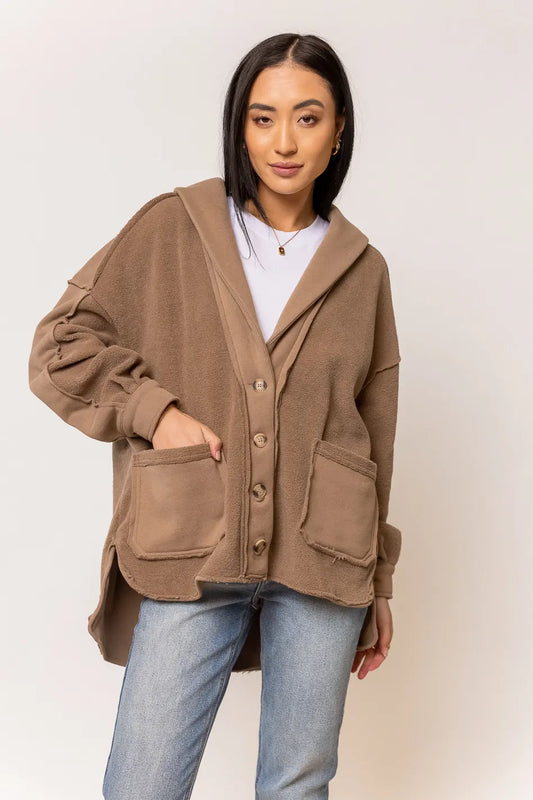 long sleeve brown jacket with front buttons