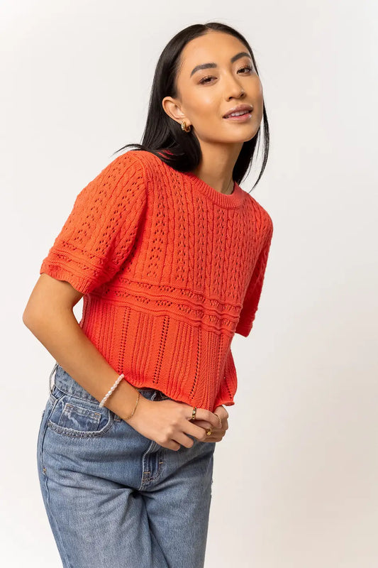 coral short sleeve sweater