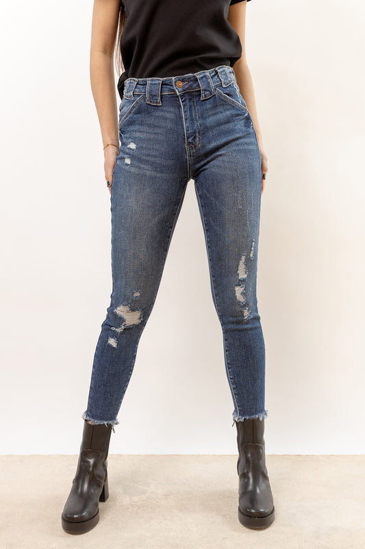 high rise distressed skinny jeans