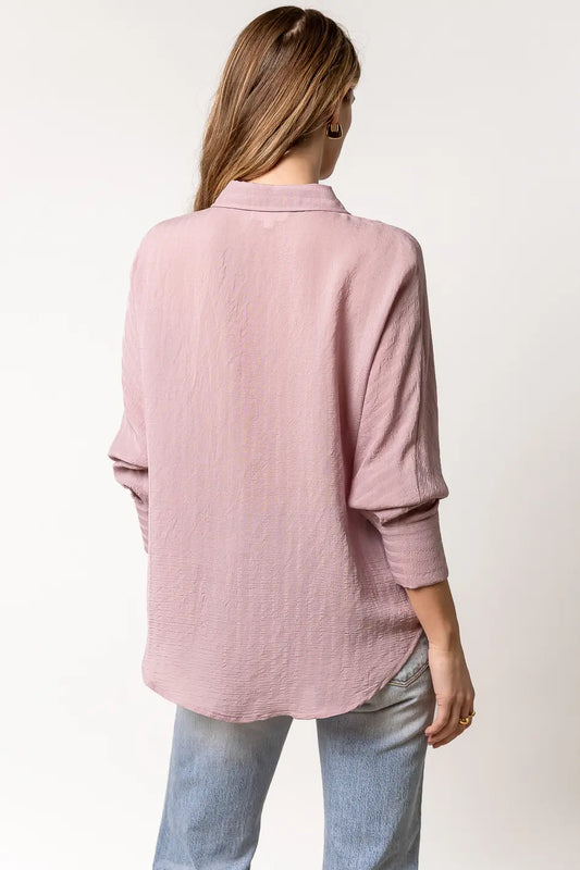 lavender collared long sleeve shirt