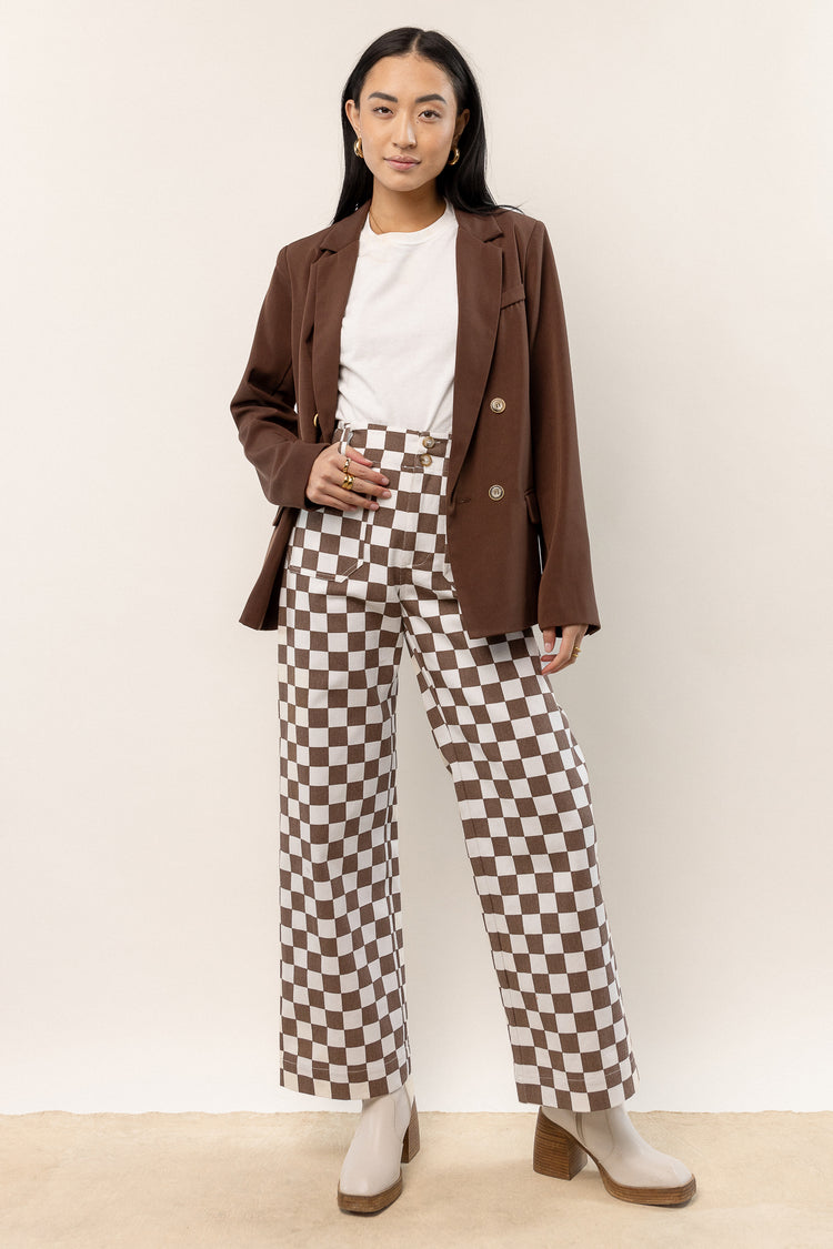 Chad Checkered Pants in Brown - FINAL SALE
