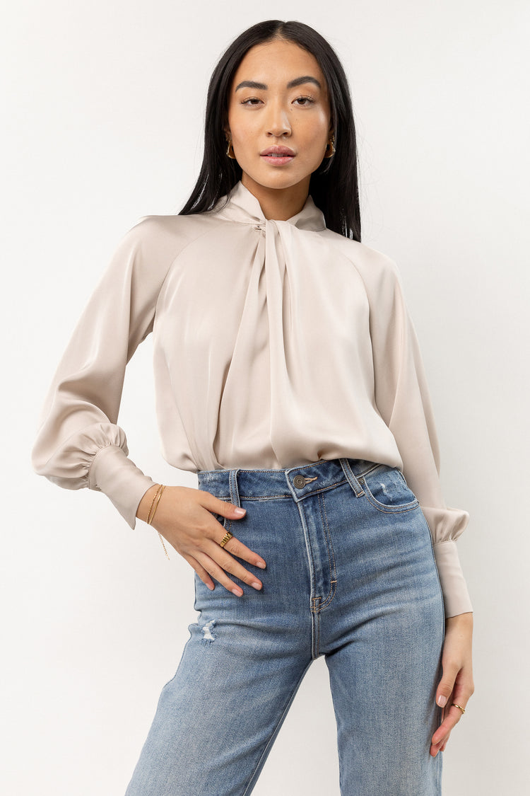 cream long sleeve blouse