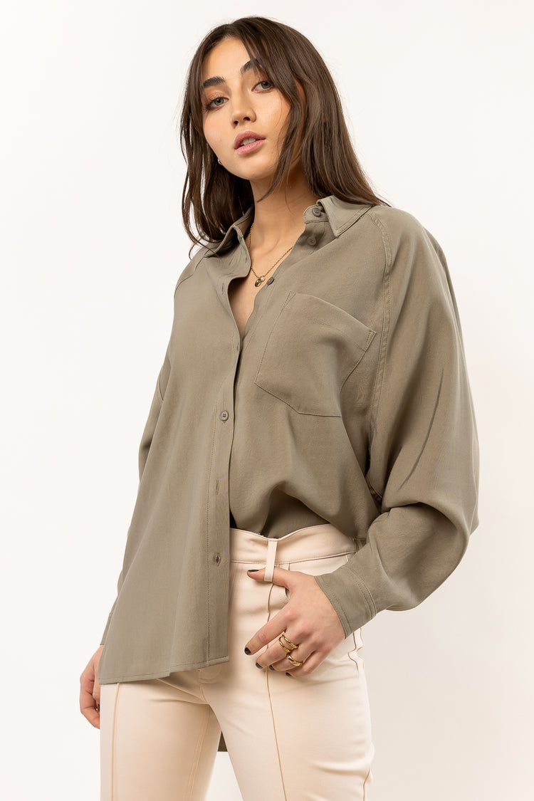 sage long sleeve button up