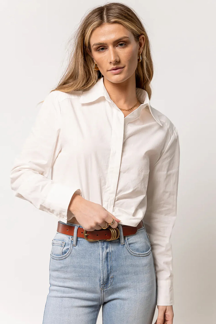 long sleeve cropped collared shirt