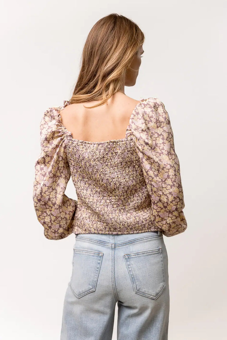 floral blouse with smocked back