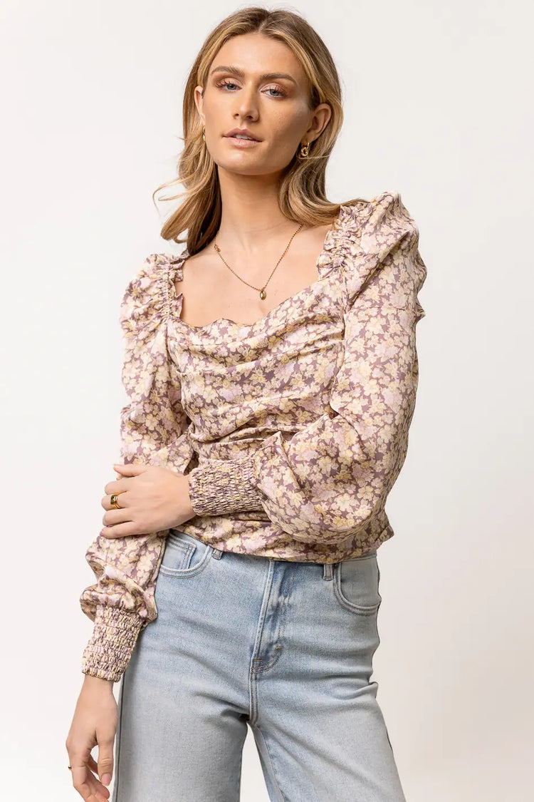 floral blouse with square neck