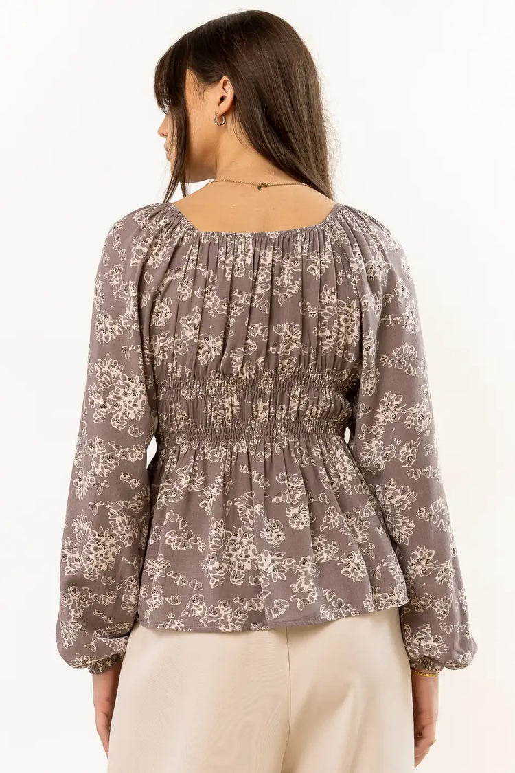 Square neck long sleeve top