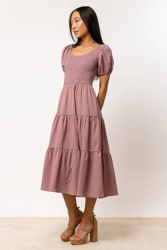 short sleeve lavender midi dress
