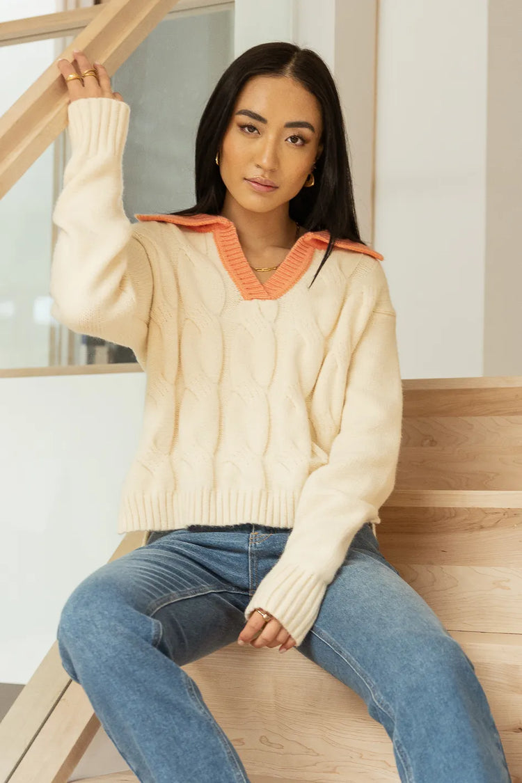 Harlan Knit Sweater in Coral FINAL SALE böhme