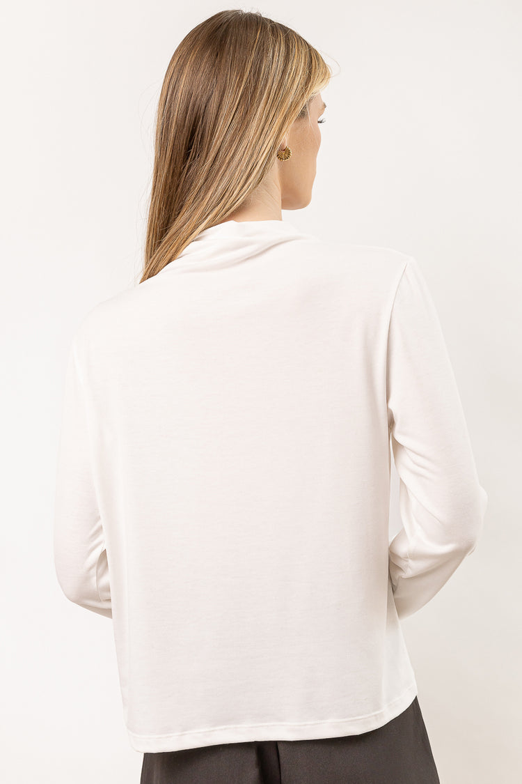 long sleeve white shirt with mock neck