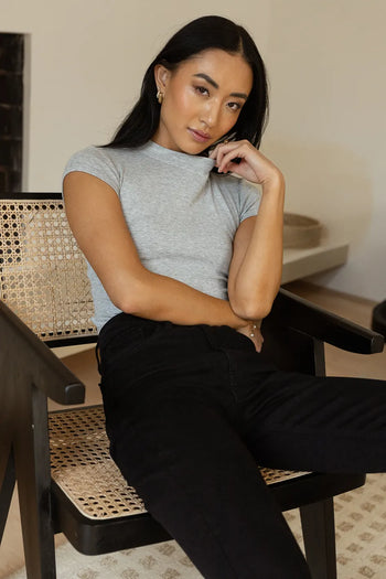 light grey short sleeved bodysuit