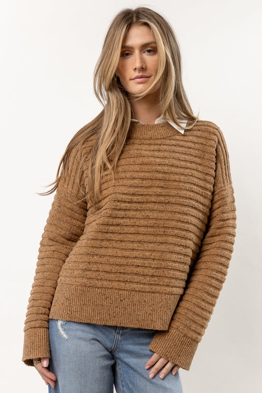 brown sweater with round neck