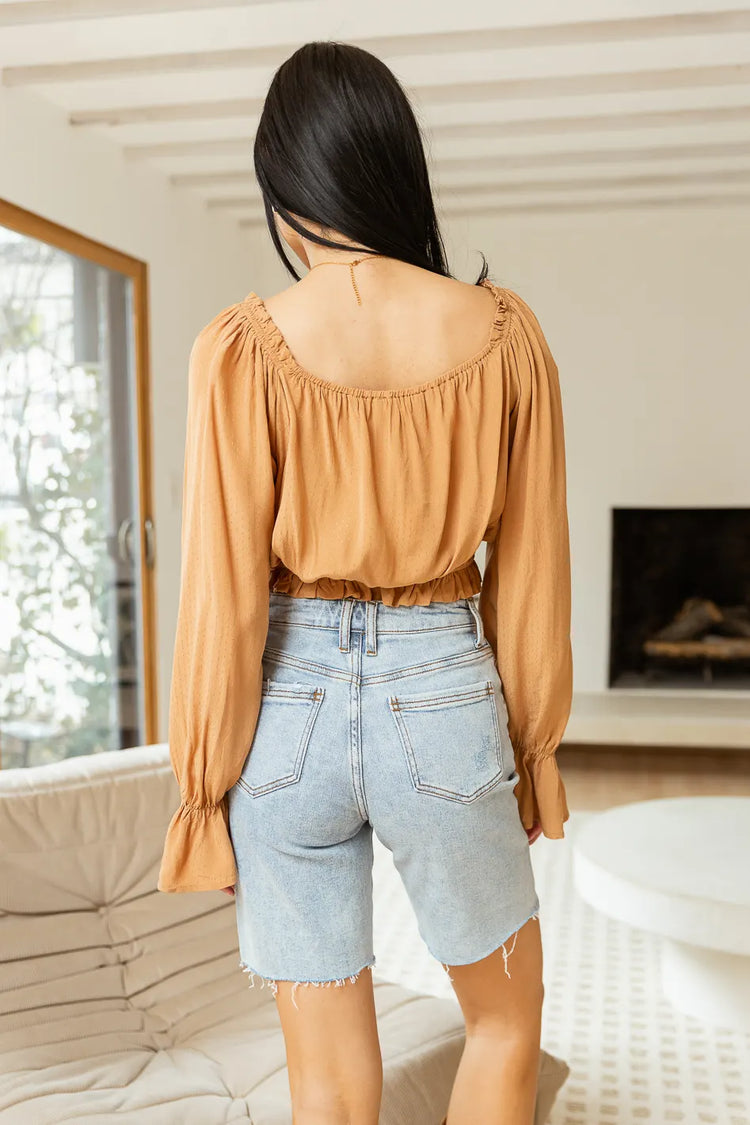 long sleeve top with square neck in the back