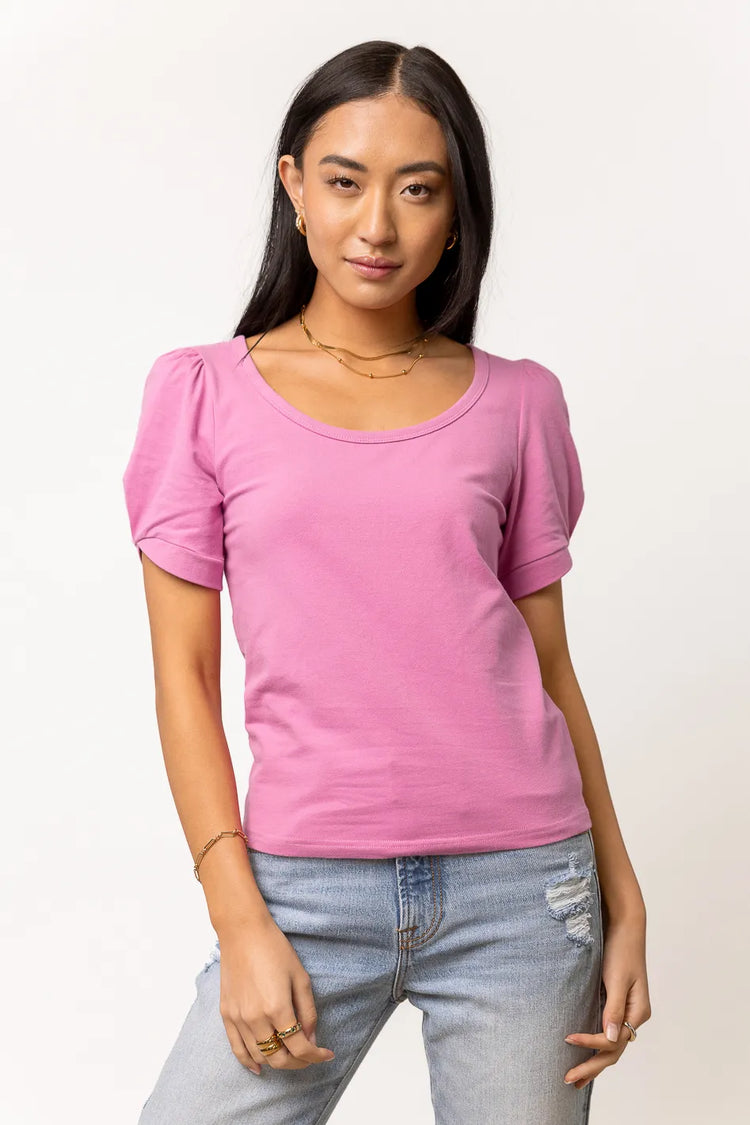 short sleeve pink top