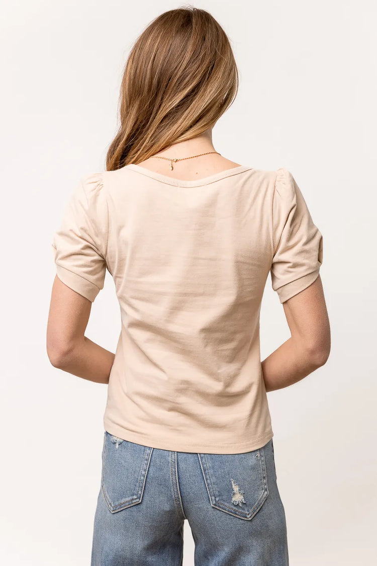 short sleeve tan shirt