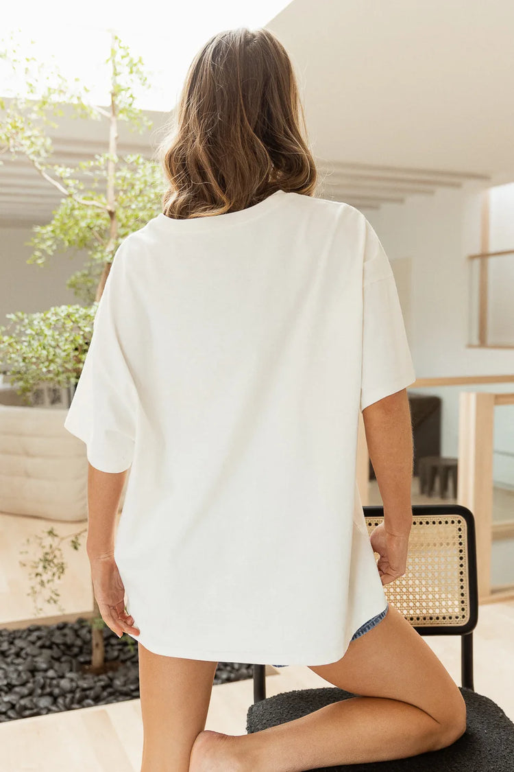 oversized short sleeve cream tee shirt
