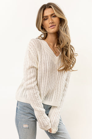 Liv Cable Knit Sweater in Ivory - FINAL SALE