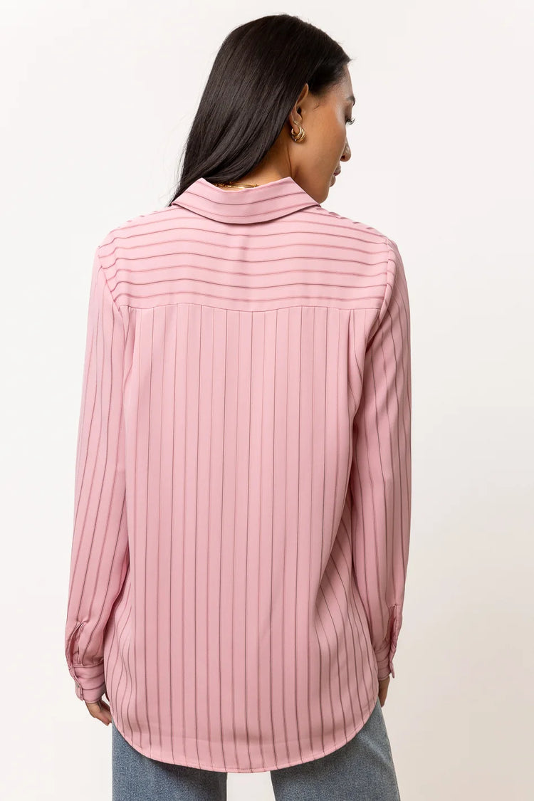 long sleeve pink collared shirt