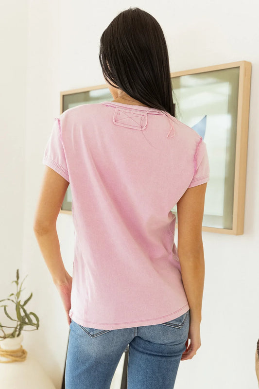 short sleeve pink shirt