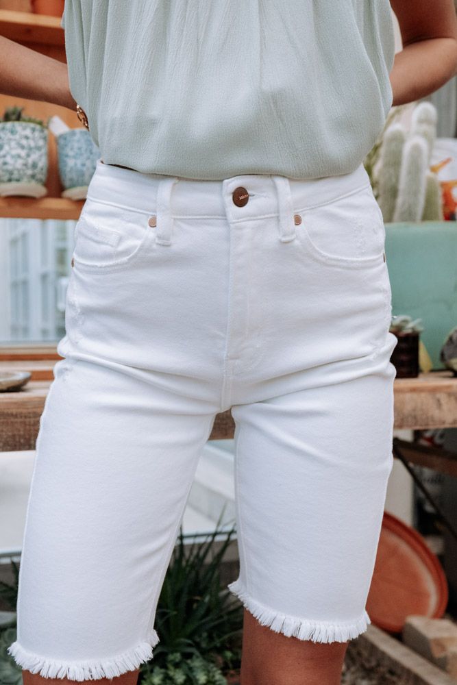 white bermuda shorts