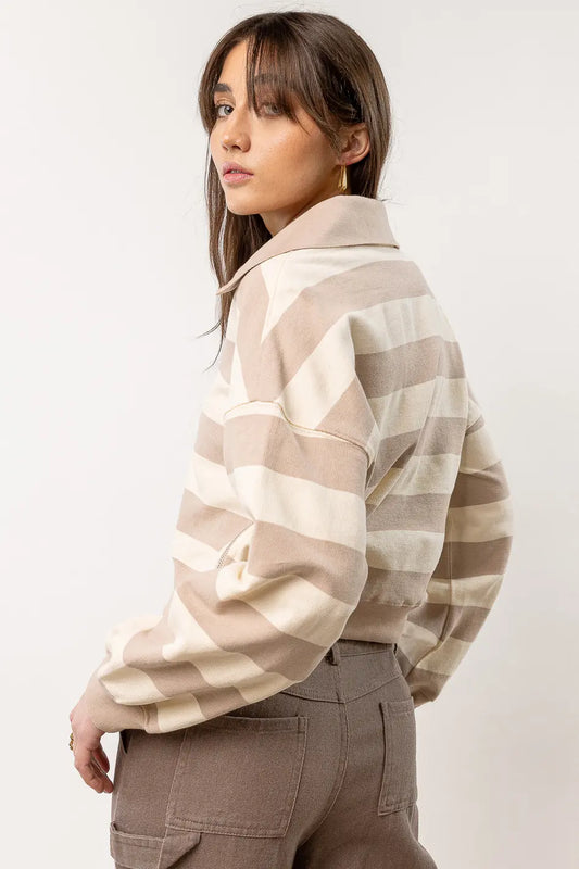 striped pullover with v-neck 