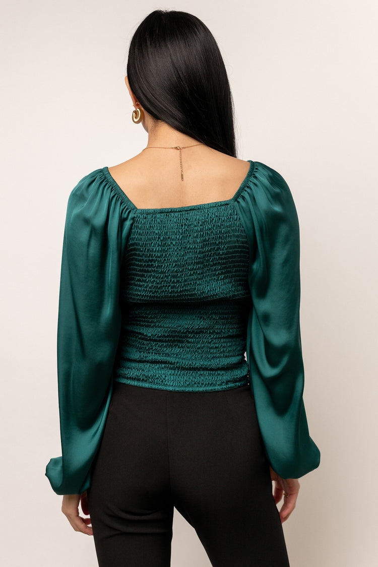 emerald blouse with square neck