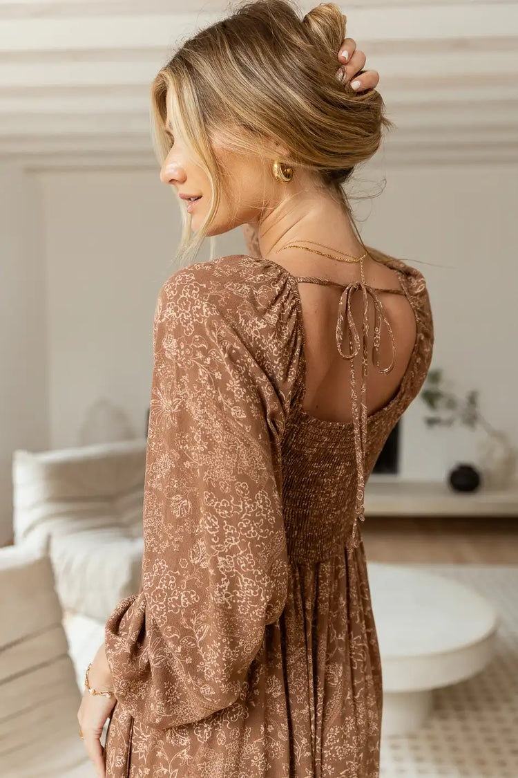 long sleeve dress with back tie detail
