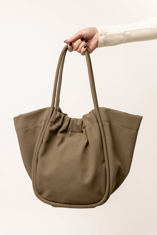 faux leather bag in olive color