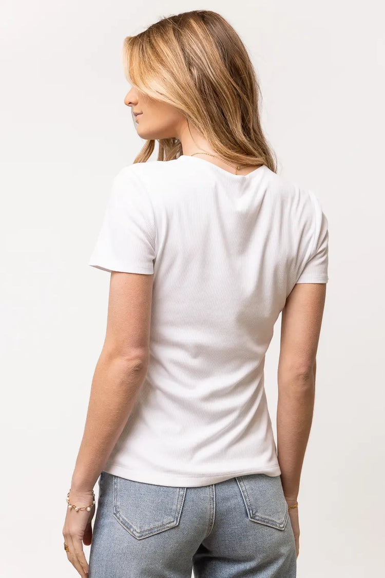 short sleeve ribbed top in white