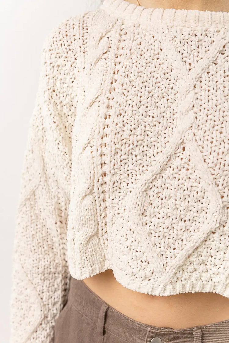 ivory cropped knitted sweater