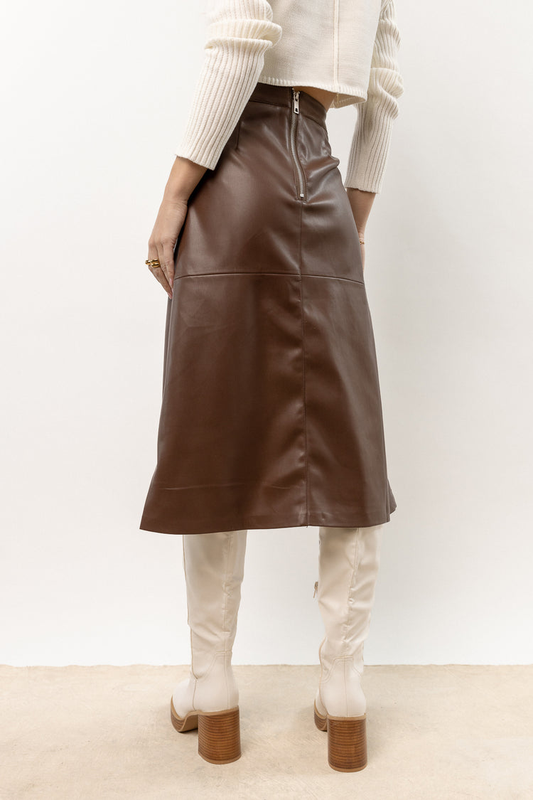 Saige Midi Skirt in Brown - FINAL SALE