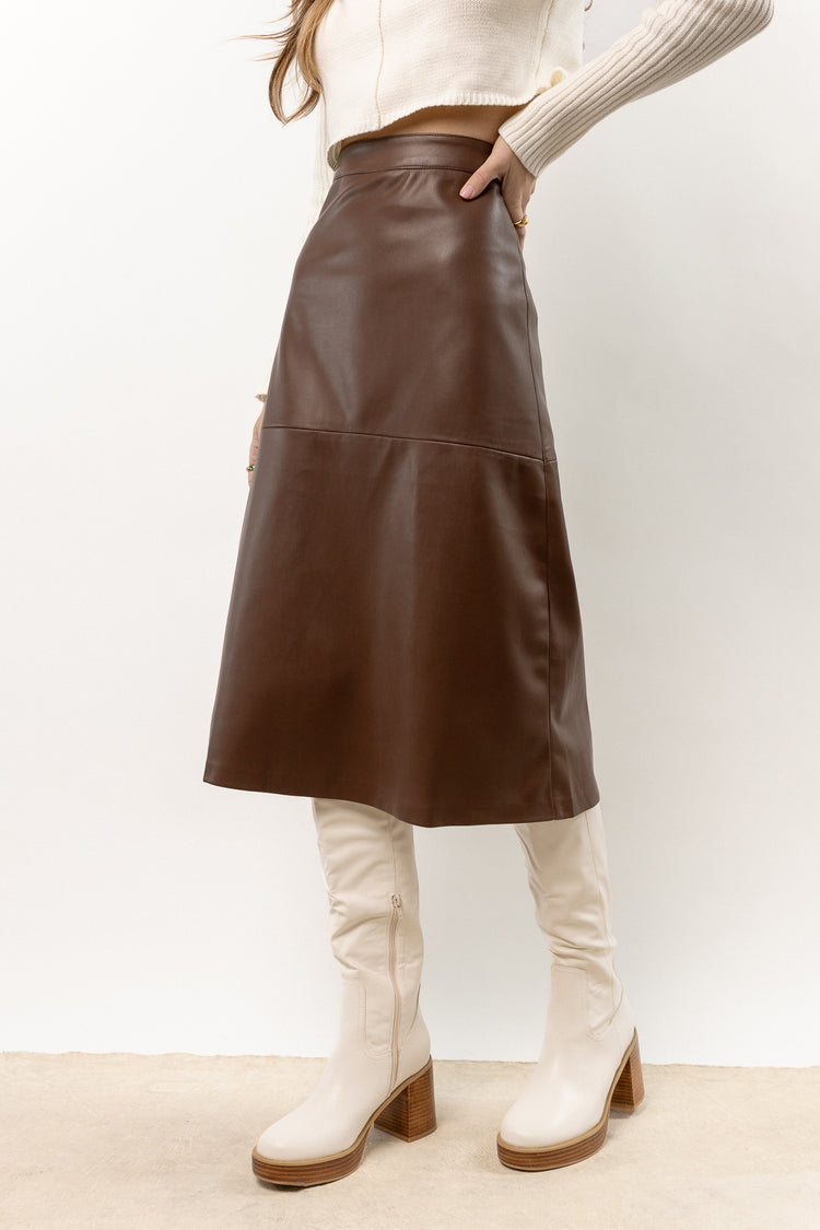 Saige Midi Skirt in Brown - FINAL SALE