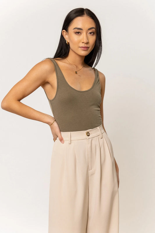 olive ribbed tank top