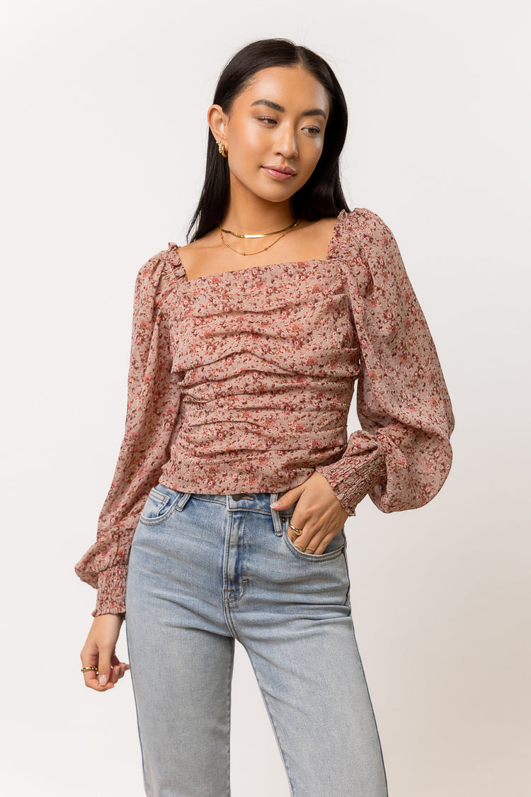 floral blouse with square neck