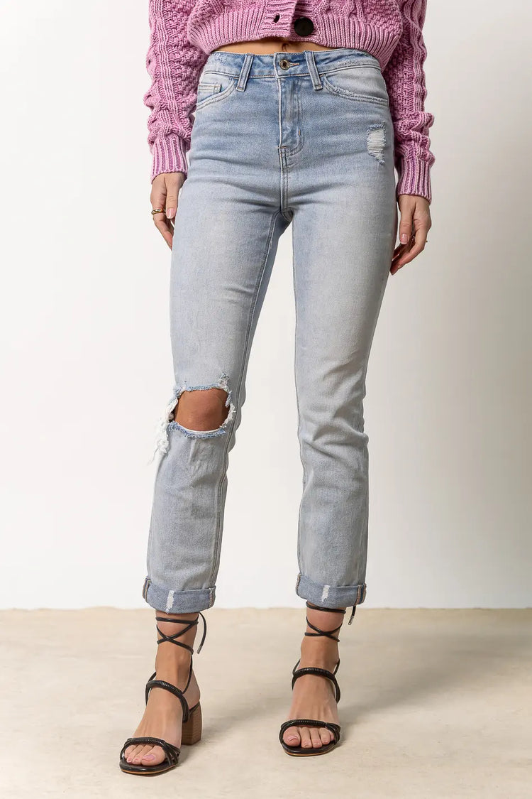 light washed straight leg jeans