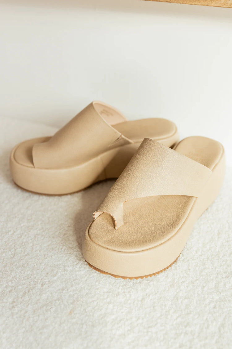 platform sandals in taupe